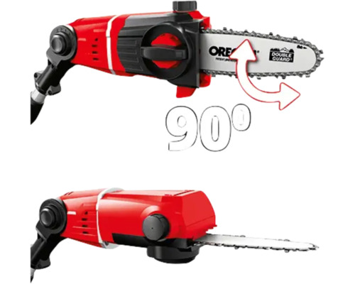 Batteridriven motorsåg med 90 graders roterbart huvud