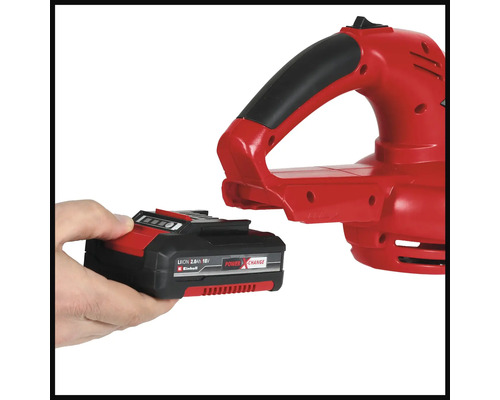 Einhell batteri ansluts till en lövsug