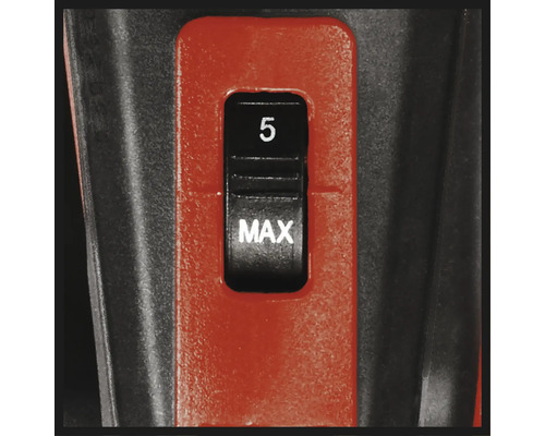 Detaljvy av en strömbrytare med inställningarna 5 och maximalt