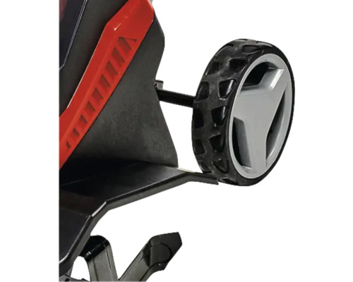 Detaljvy av en gräsklippare med hjul