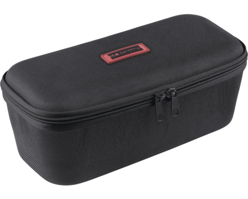 Svart verktygsväska med dragkedja och företagslogotyp