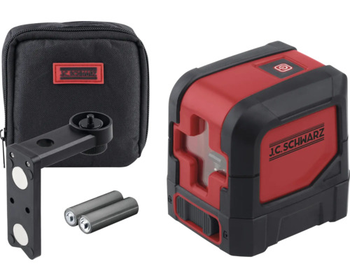 J.C. Schwarz krysslaser med väska, fäste och batterier
