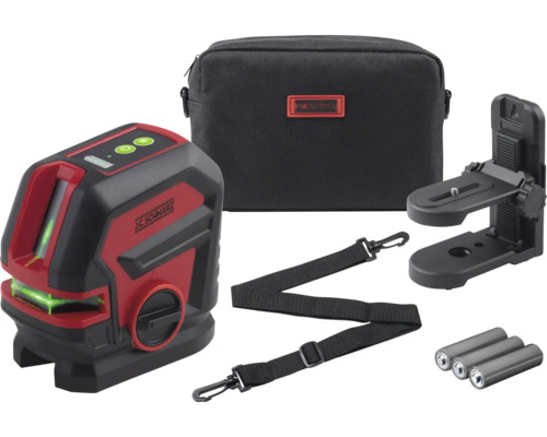 JC Schwarz linjelaser med tillbehör som väska, fäste, bärrem och batterier