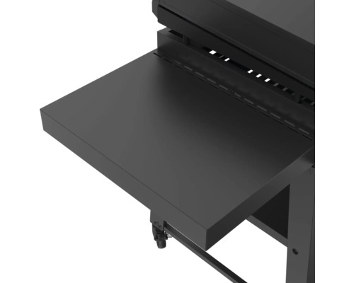 Detaljvy av en grill med förvaringsutrymme