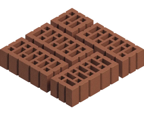 Flera tegelstenar med hål