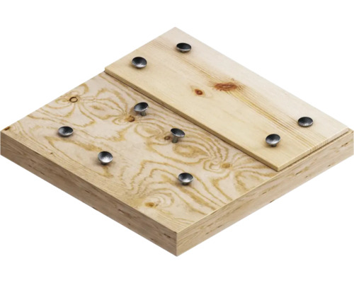 Två träskivor sammanfogade med nitar