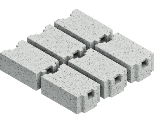 Sju gråa lättbetongblock med not och spont