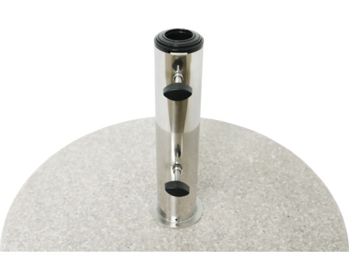 Parasollfot av stål och sten
