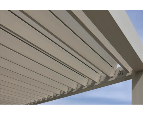 Detaljvy av ett lamelltak av metall