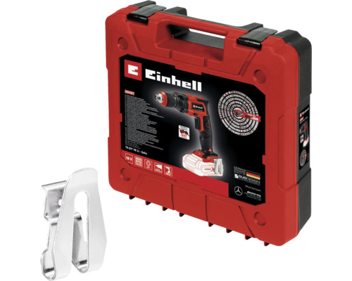Einhell TE-DY 18 Li-Solo gipsskruvdragare i röd verktygslåda med bältesklämma