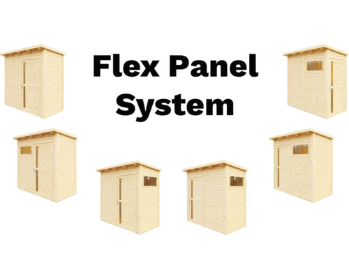 Flex Panel System trädgårdshus i trä med fönster och dörr