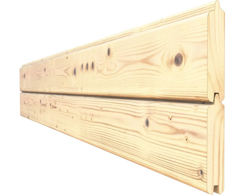 Detalj av två timmerprofiler i trä