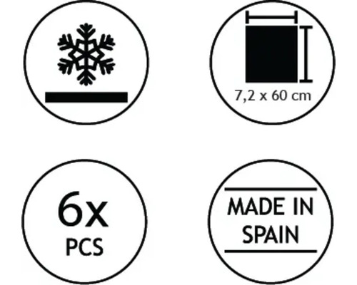 Symbol för frostbeständighet, produktstorlek 7,2 x 60 centimeter, 6 stycken, tillverkad i Spanien
