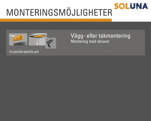 Monteringsalternativ för vägg eller tak med skruvar