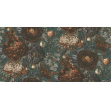 Detalj av en tapet med blommönster.