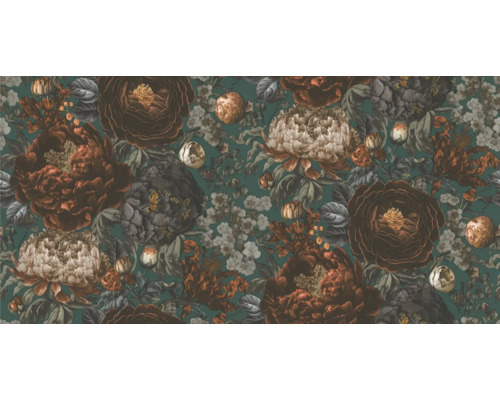 Detalj av en tapet med blommönster.