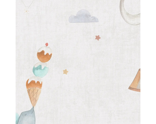 Illustration med glass, moln och stjärnor