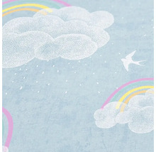 Tapet med moln-, regnbågs- och fågelmönster