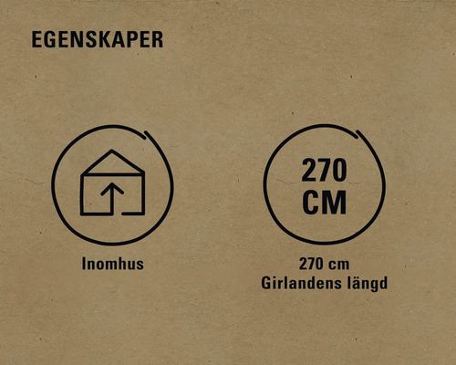 Symbol för inomhusbruk och längd 270 centimeter
