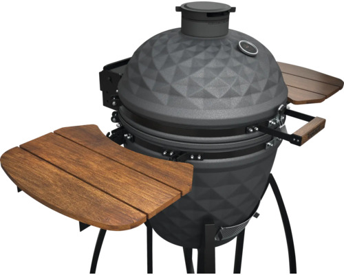 Keramisk grill med sidobord för utomhusbruk