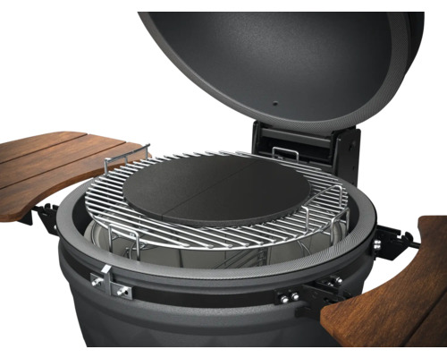 Grill med grillgaller och stenplatta