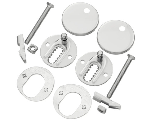 Fästset för toalettstolar med skruvar, muttrar och lock