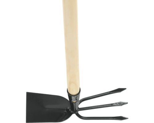 Kombinationshacka med träskaft för trädgårdsarbete