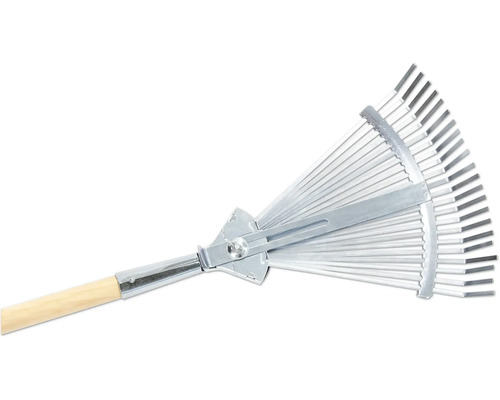 Justerbar lövräfsa med träskaft för trädgårdsarbete