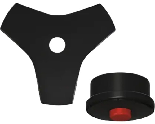 Trimmerhuvud med tre blad och röd knapp