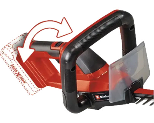 Einhell häcksax med roterande handtag och Power X-Change-batteri