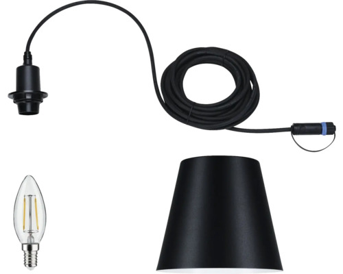 Komponenter för utomhusarmatur: lampskärm, lampa, matningskabel och sockel