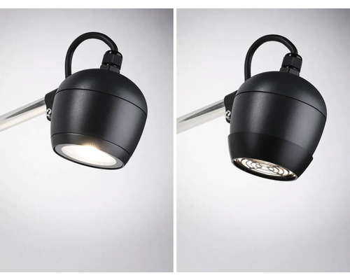 Vridbar spotlight med LED-ljuskälla, för användning som taklampa eller vägglampa.