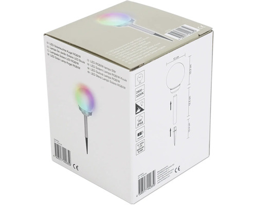 Förpackning för LED-solarlampa i sfärisk form med färgväxling