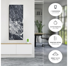 Infrarödvärmare med marmorutseende och termostat för väggmontering