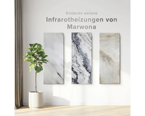 Tre infraröda värmare från Marwona hänger på en vägg.