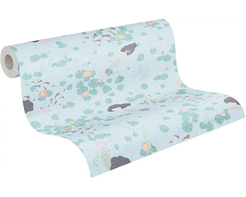 Tapetrulle med sjöjungfrur, näckrosor och fiskmönster