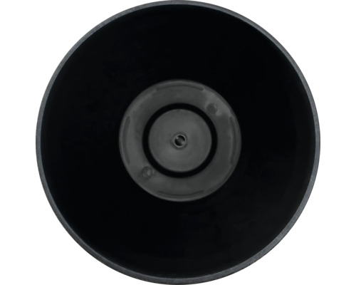 Svart planteringskruka i plast, uppifrån