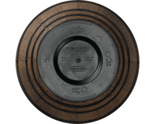 Blomkruka av plast med trästruktur, diameter 33,7 cm, höjd 21,5 cm