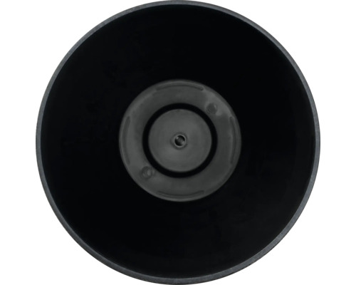 Insidan av en svart blomkruka