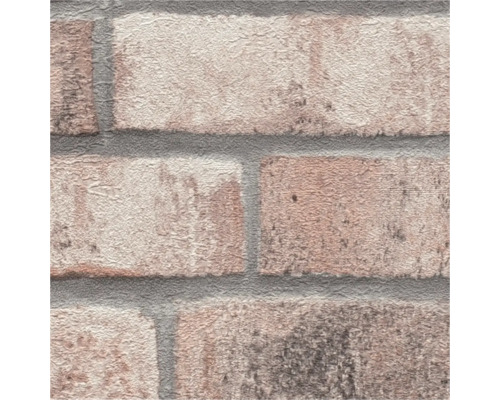 Närbild av tapet med tegelstensdesign
