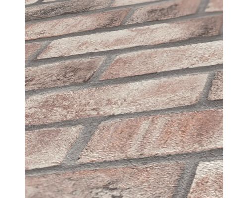 Närbild av en tapet med tegelstensdesign