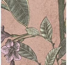Närbild av en tapet med ett blommigt bladmotiv