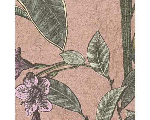 Närbild av en tapet med ett blommigt bladmotiv