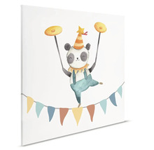 Canvastavla med en panda som cirkusartist på ett rep