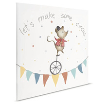 Canvasbild med mus på enhjuling och cirkustema