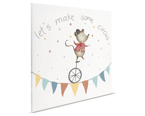 Canvasbild med mus på enhjuling och cirkustema