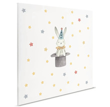 Dekorativ canvas med kaninmotiv i cylinder