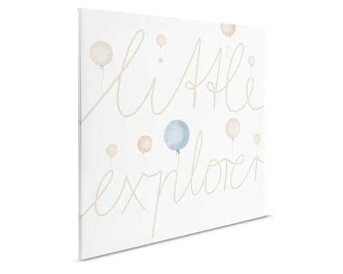 Väggbild med texten Liten upptäckare och ballonger