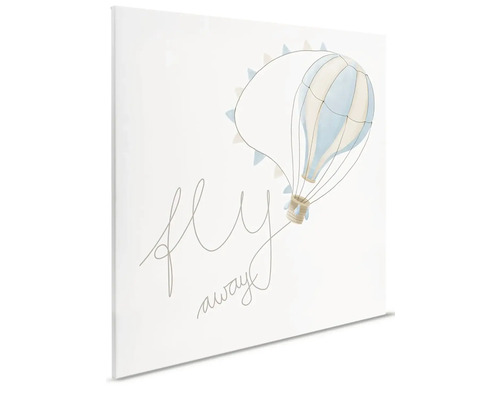 Dekorativ canvastavla med luftballong och texten ''Fly Away''