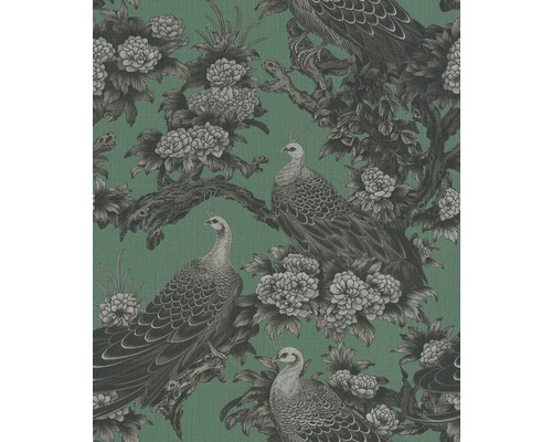 Tapet med påfågel- och blommönster